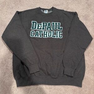 Gildan Men's Charcoal Sweatshirt with DePaul Catholic Design